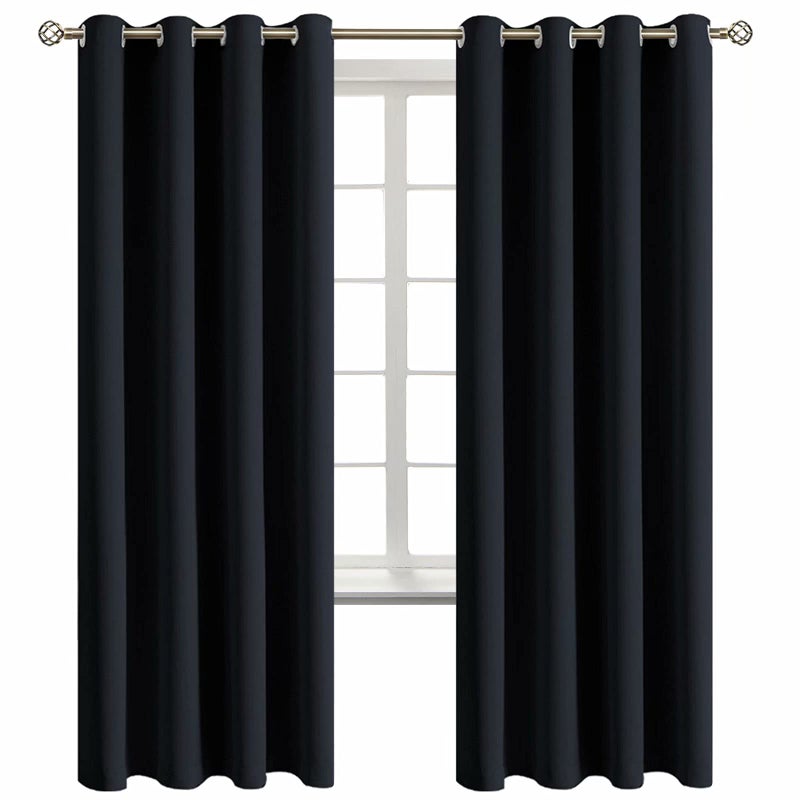 BGment Blackout Curtains for Living Room - Grommet Thermal Insulated Room Darkening Curtains for Bedroom, Set of 2 Panels (52 x 72 Inch, Black) - Image 1